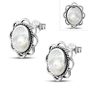 Mother of Pearl Oval Earrings - e362